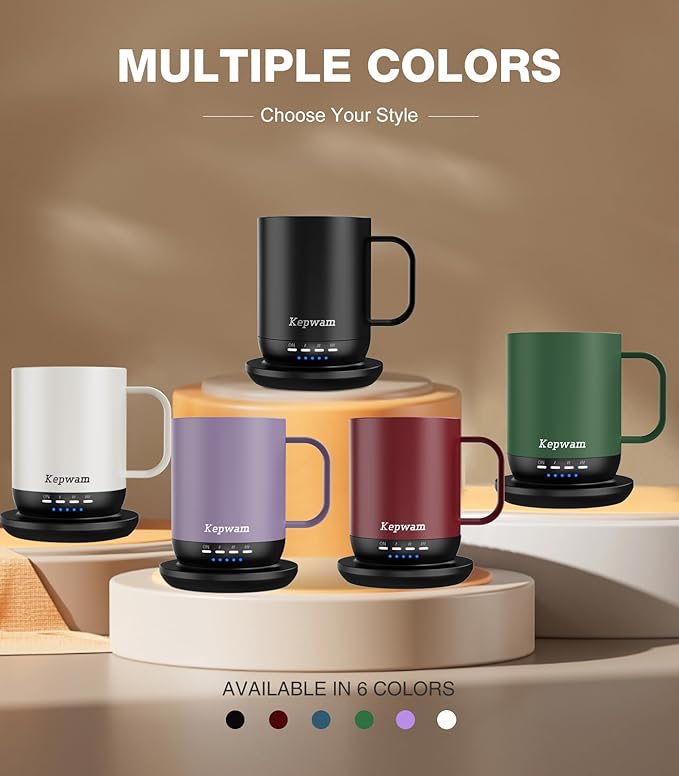 Heated Coffee Mug T1-14oz Fast Heating & Longer Battery Life Self Heating Coffee Mug Hot to 149℉ - Touch & App Controlled Mug Coffee and Hot Beverage Warmer, Gifts for Women and Men