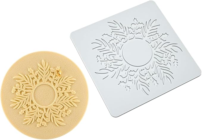 mostsom Silicone Mold 3D Hollow Out Lace Mold Lace Cake Silicone Baking Mold Wreath Design Flower and Leave Lace Mat Fondant Decorating Tool (L_ Flower Wreath)