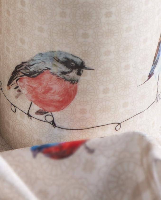 Maison d' Hermine Coffee Mug with Handles Fine Bone China Mugs Pack of Two Tea Cups for Hot Beverages Cappuccino Latte Home Restaurant Office Perfect for Gift (Birdies On Wire, 12 Ounce)