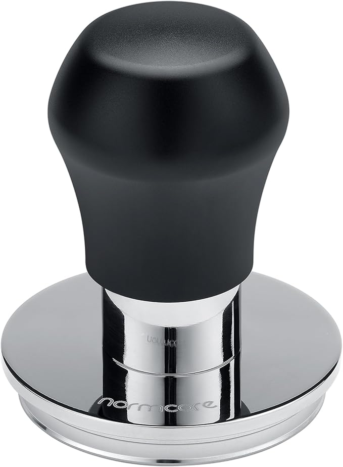 Normcore 58.5mm Coffee Tamper V4.1 Mini, Spring-Loaded with Click Feedback, Self-Leveling Stainless Steel Flat Baffle, Compatible with 58mm Espresso Machines Portafilter, Black