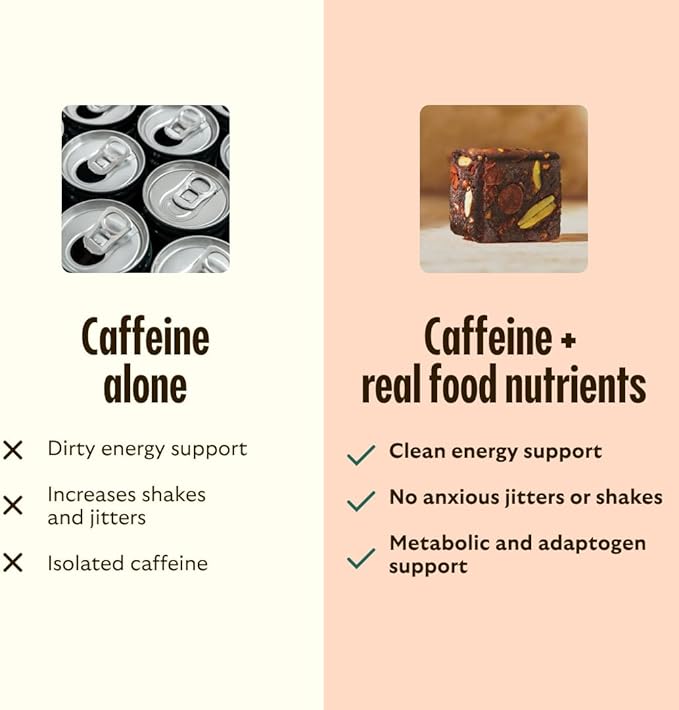 GEM Energy Caffeinated Bite | Holistic Sustained Energy | Supports Metabolism, Stamina & Endurance | 40mg Caffeine, Ginseng Root, L-Theanine | Chocolate Cacao Sea Salt | 7 Servings
