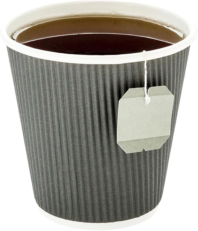 Restaurantware 8 Ounce Double Wall Disposable Coffee Cups, 500 Insulated Gray Paper Tumblers, with Ripple Wall Design, Lids Sold Separately for Hot Drinks like Tea, Hot Chocolate, and More