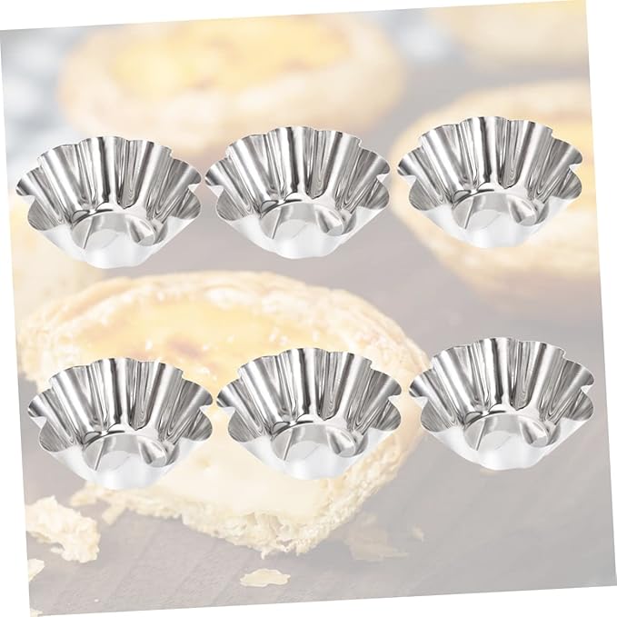 Mikinona 12pcs Non- Stick Tart Pans Tart Mould Egg Tart Molds Stainless Steel Tart Baking Mold Oven Pans Nonstick Bakeware Cupcake Wrapper Egg Tart Baking Cups Tart Tin Mini Non Stick Pan