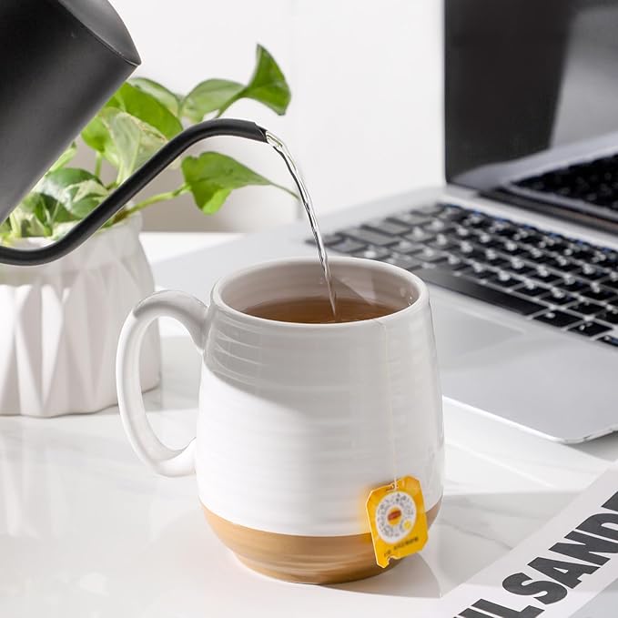 Hasense Large Coffee Mug with Handle, 20 oz Ceramic Tea Cup for Men and Women, White Soup Mugs for Coffee, Tea, Hot Cocoa, Latte, Big Christmas Mug, Microwave Dishwasher Safe, 1 PCS