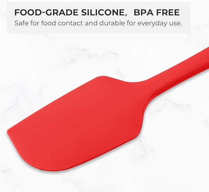 Elihome Mini Silicone Spoonula - Non-Stick Heat Resistant Silicone Scraper Spatula for Mixing, Serving, Scraping, Stirring, and More, 8.75 Inch, Red
