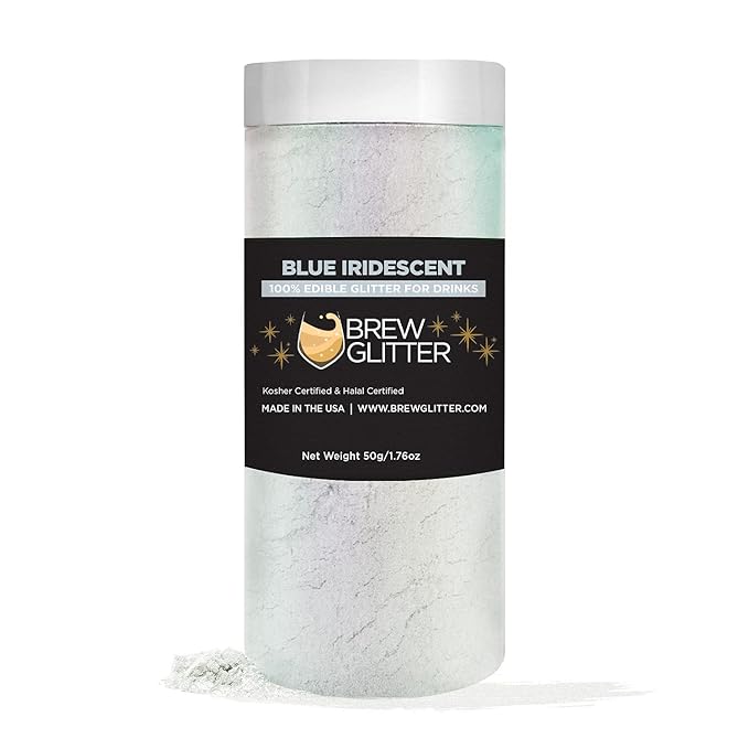 Blue Iridescent BREW GLITTER Edible Glitter For Drinks, Cocktails, Beer, Garnish Glitter & Beverages || 100% Edible & Food Grade | Vegan, Gluten, Nut Free (50g, Blue Iridescent)