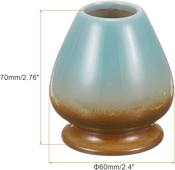 HARFINGTON Ceramic Chasen Stand 70mm Matcha Whisk Holder Teas Set Whisks Stand Traditional Matcha Tea Chasen Holder Tea Set Accessories for Tea Tasting, Brown/Blue