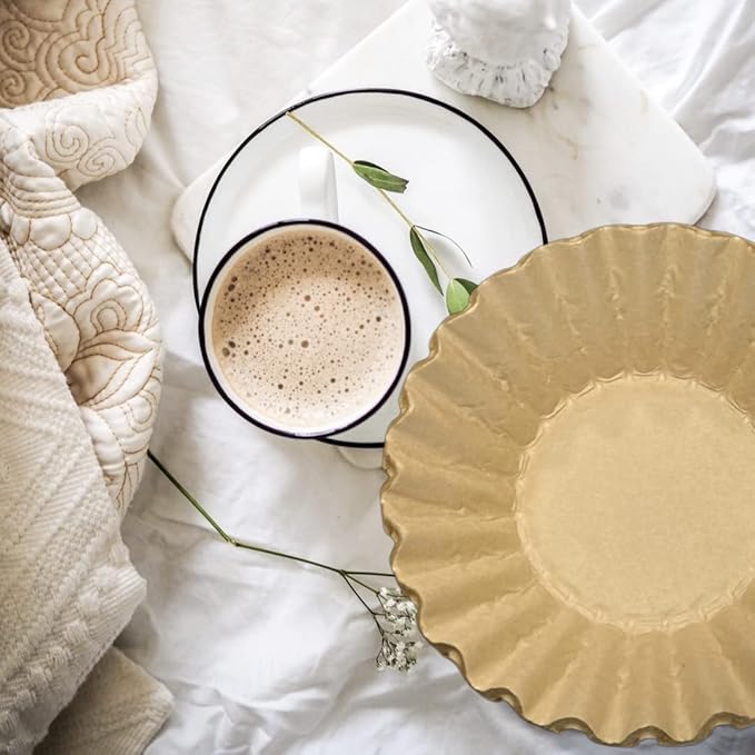 Natural Unbleached Brown Biodegradable Extra Large Coffee Filters 10, 12, 13, 14, 15 Cup Basket for Commercial, Home Coffee Maker Extra High Extra Wide, Anti ground, 9.75" Flattened Diameter (100 Pcs)