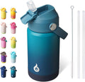 BJPKPK Insulated Water Bottle with Straw Lid, 12oz Thermos Water Bottles with Soft Nozzle, Flex Handle & Non-slip Boot, BPA Free Leak Proof Stainless Steel Metal Thermos, Tumblers, Cups,Vast