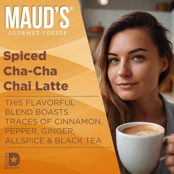 Maud's Spiced Chai Tea Latte, 36 ct, Recyclable Single Serve Tea Pods - 100% Gourmet Blended Tea Leaves, Compatible with Keurig K Cups Maker
