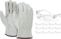 Heavy Duty Durable Cowhide Leather Driver Work Gloves for Truck Driving
