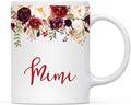 Andaz Press 11oz. Mother's Day Ceramic Coffee Tea Mug Gift, Fall Autumn Marsala Burgundy Flowers Roses Florals, Mimi, 1-Pack, Includes Gift Box, Birthday Christmas Gift Ideas