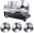 Powerful Deli Meat Slicer Machine, 200W Electric Food Slicer with 3 Types of 7.5" Stainless Steel Blades, Adjustable Thickness 0–15mm, for Meat, Cheese, Bread, Vegetables, Home Use