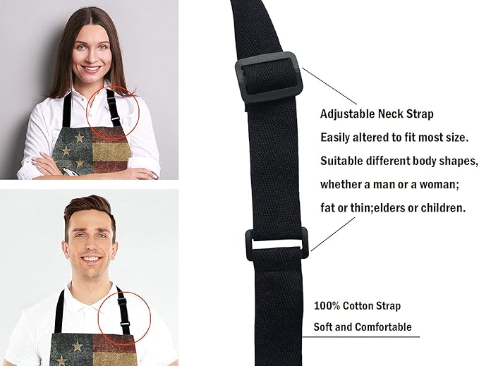 American Flag Dont Tread On Me Bib Apron with Adjustable Neck for Men Women,Suitable for Home Kitchen Cooking Waitress Chef Grill Bistro Baking BBQ Apron