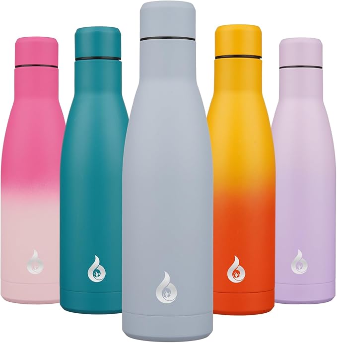 BJPKPK Insulated Water Bottle 17oz Stainless Steel Water Bottles Dishwasher Safe Metal Thermos Keep Cold and Hot,Mist Grey
