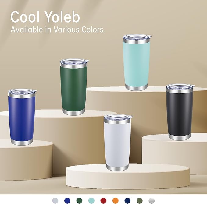 20 oz Tumbler Stainless Steel Tumblers with Lid Double Wall Vacuum Insulated Coffee Mug 20oz Powder Coated Cup for Hot and Cold Drinks, White, 1 pack