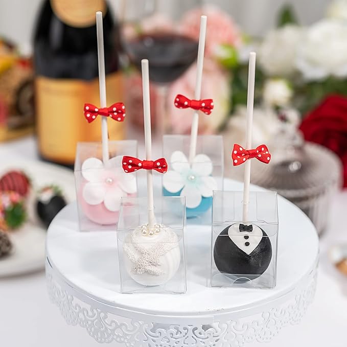 RomanticBaking 50 Pack 1 3/4" x1 3/4"x2"Clear Cake Pop Boxes Packaging with Holes Chocolate Truffle Boxes Treat Boxes Small Gift Boxes Party Favor wedding Birthday boxes