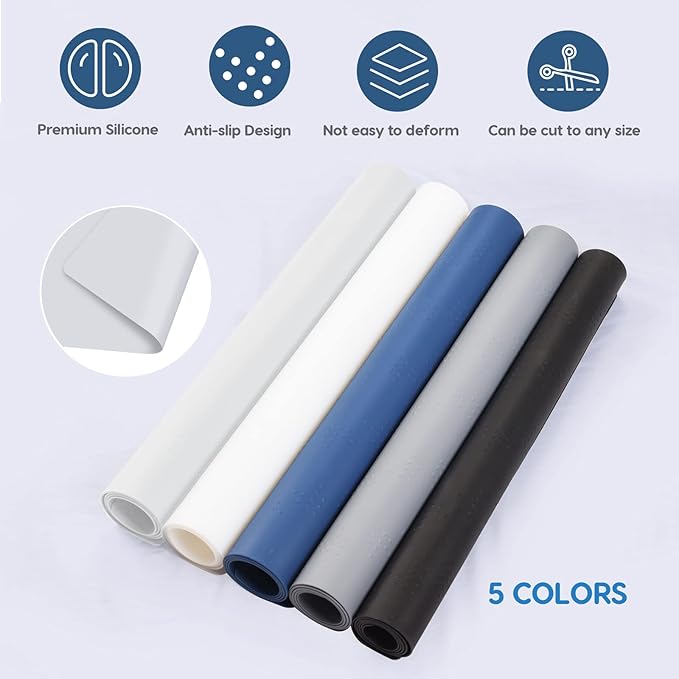 AECHY Extra Large Silicone Mat 35.3"x23.5"x0.08", Multipurpose Silicone Mat Thick Heat Resistant Mat Shipped Rolled Up Kitchen Counter Mat Waterproof Silicone Mats for Kitchen Counter Light Gray