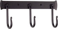 RTZEN Wall Mount Hook Set - Wrought Iron Decorative Rustic Metal Coat Hooks for Hanging - Handcrafted Classic Farmhouse Wall Mounted Black Hooks for Towel Robe or Hat Hanging - 3 Hook Rack