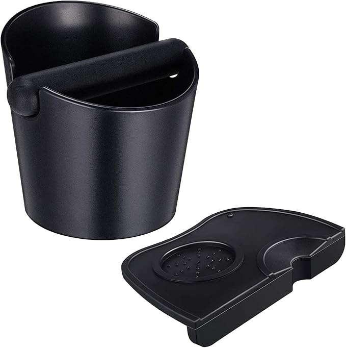 Coffee Knock Box,Set of 2 Pieces Espresso Knock Box Coffee Tamper Mat Reliable Barista Tools,Espresso Dumpster with Removable Knock Lever and Non-Slip Base,for Barista Bar Shop Worktop