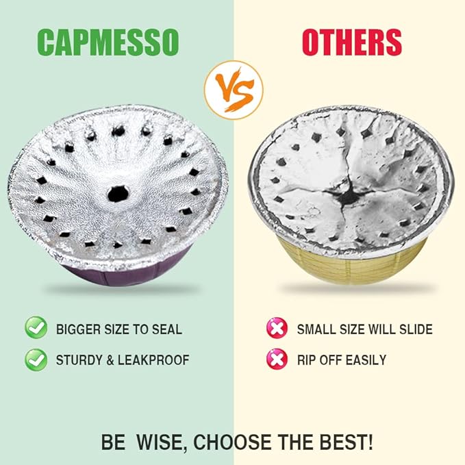 CAPMESSO Aluminum Foils Lids to Reuse Vertuoline Capsules Coffee Pods Compatible with Nespresso VertuoLine Machine 64mm(100/package)