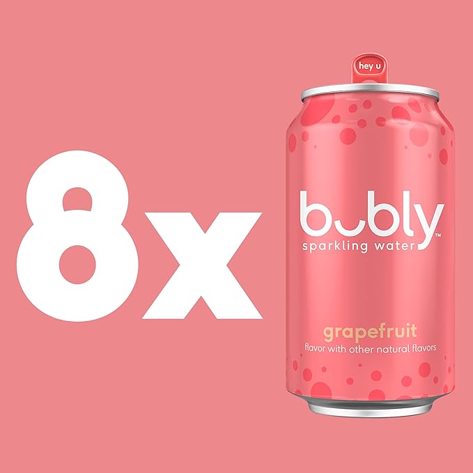 bubly Sparkling Water, Grapefruit, Zero Sugar & Zero Calories, Seltzer Water, 12 Fl Oz Cans (Pack of 8)
