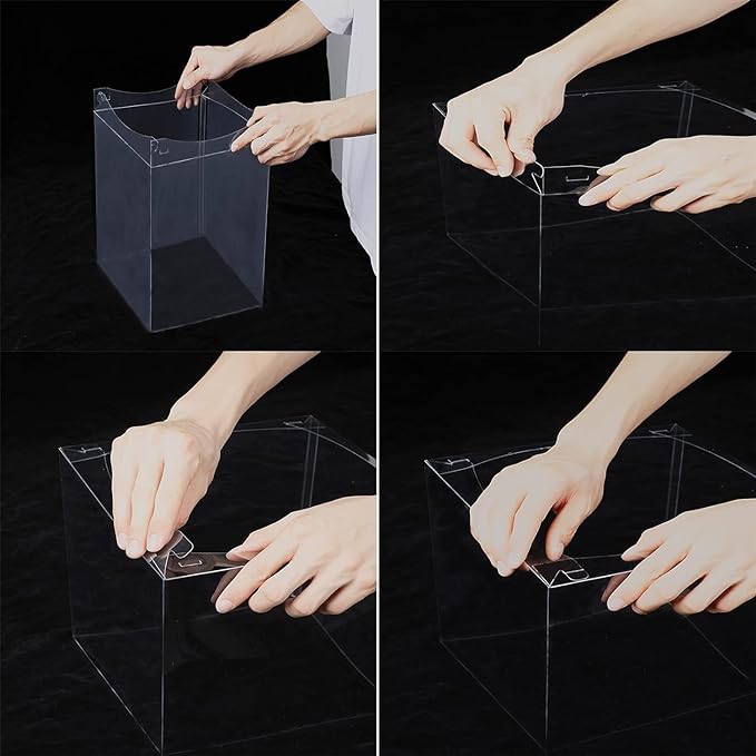 XININSUN 14x14x12inch clear cake box with ribbon,12inch14inch tall cake boxes for tiered cakes,layer cake carrier,disposable cake containers for wedding birthday party and gift display-White