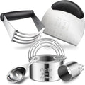 iNeibo Professional Baking Tools Biscuit Cutter Set Dough Blender/Cutter Round Cookies Cutter with Handle + Pastry Scraper+Egg Separator Heavy Duty Baking Dough Tools Pastry Utensils (Baking Tools)