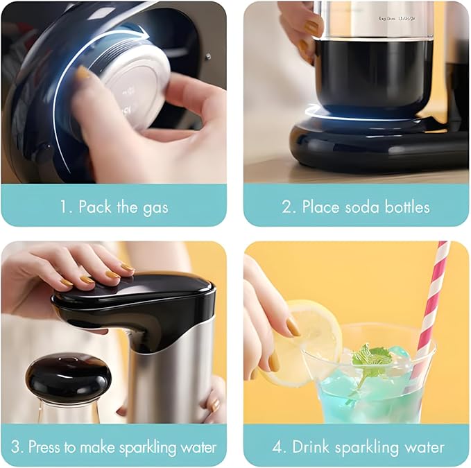 Soda Water Maker,Sparkling Water Machine with Superior Carbonation Technology,Comes with Co2 Refill Adapter,Compatible with Sodastream/Ninja/Soda Sense/Simpli TR21-4 thread (Screw-In) Co2 Cylinders