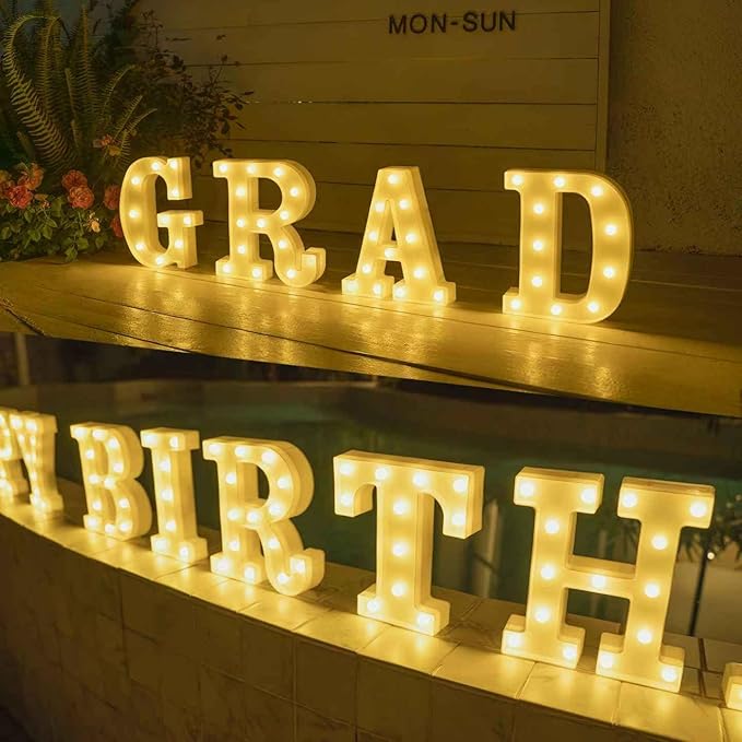 Foaky Light Up Letters,Marquee Letters,Engagement Party Decorations Letter Lights Sign for Night Light Wedding Birthday Party Christmas Lamp Home Bar Decoration (A)