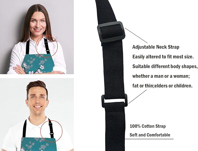 Spring Japanese Flowers Kitchen Cooking BBQ Chef Apron,Funny Apron for Men, Women - Dad Presents, Presents for Men - Birthday, Mothers Day Presents for Mom, Wife, Husband, Brother, Friends
