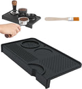 Upgraded Silicone Tamping Mat, Durable Tamper Mat Counter Pad, Espresso Machines Acceessories for Home Baristas, Espresso Tamping Station with Brush - Black