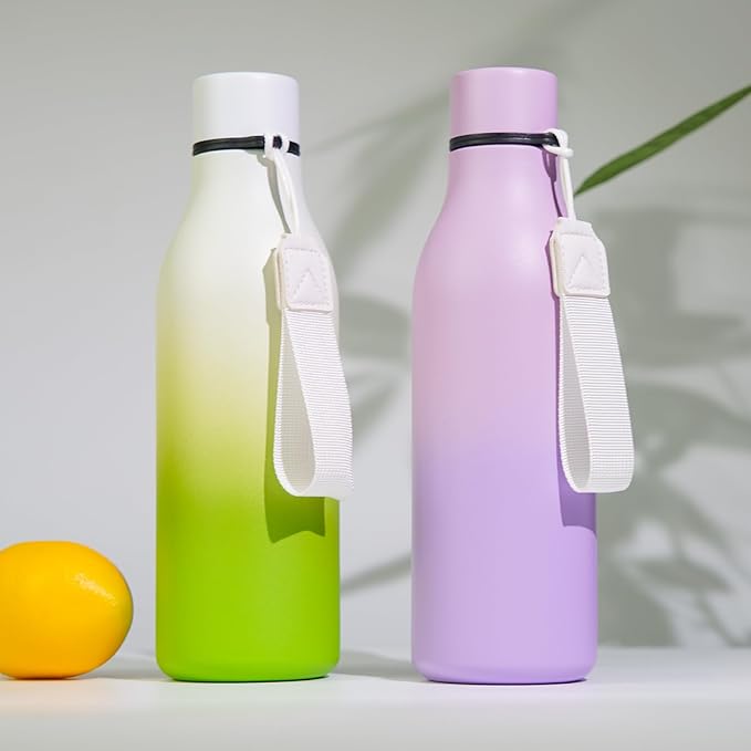 BJPKPK Insulated Water Bottles, 25 oz Stainless Steel Metal Water Bottle with Strap, BPA Free Leak Proof Thermos, Mugs, Flasks, Reusable Water Bottle for Sports & Travel, Dreamy Purple