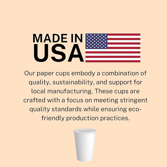 Paper Cups 12 oz 1000 Pack for Coffee & Tea Made in USA | Bulk 1000 Count for Home, Office, Restaurants & Parties | Recyclable Disposable 12 Ounce To-Go Cups for Hot Drinks