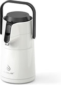 IDEUS Thermal Coffee Carafe 74oz (2,200ml), Stainless Steel Double Wall Insulated Vacuum Flask, Water Jug Coffee Server and Beverage Dispenser, Heat and Cold Retention (White, 74oz (2,200ml))