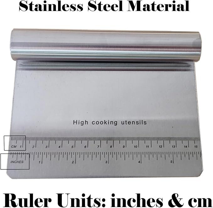 5.9" x 4.5" Dough Knife Stainless Steel Scraper, Graduated Dough Cutter, Integrated Handle, Baking Knives, Multi Functional Scraper, Kitchenware