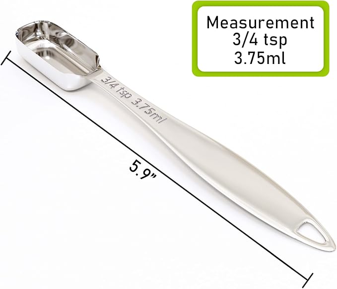 2PCS 3/4Teaspoon (3.75ml) Single Measuring Spoon, Individual Stainless Steel Long Handle Measure Tablespoon Only