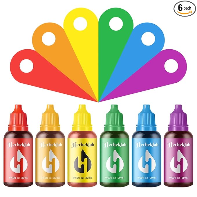 Food Coloring Liquid Food Dye Water Based Food Color 6 Colors x 20 ml Herbeklab Concentrated Food Coloring for Slime Baking Icing Cake Decorating Easter Egg - 4.06 Fl Oz