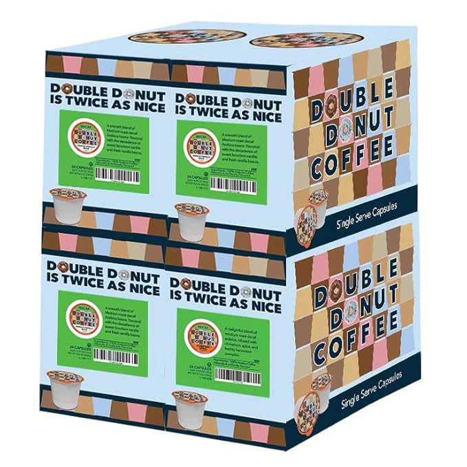 French Vanilla Coffee Medium Roast Flavored Decaf Coffee Pods for Keurig K Cups Makers from Double Donut, 96 Capsules
