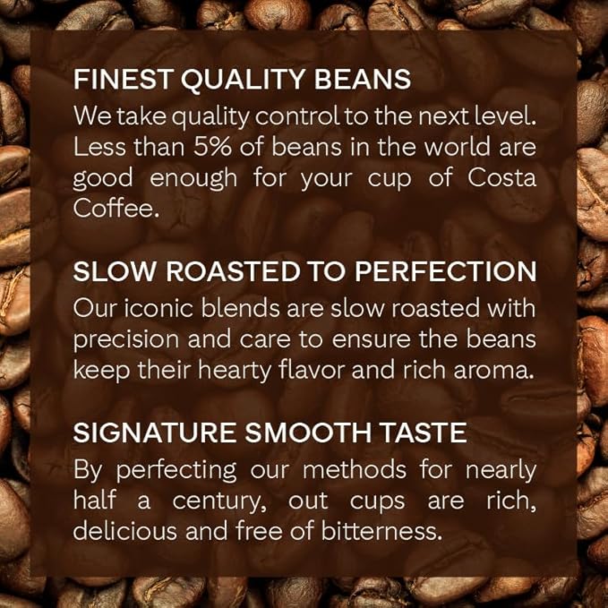 Costa Coffee Whole Bean Coffee, Signature Blend Dark Roast, 12oz each, Rainforest Alliance Certified