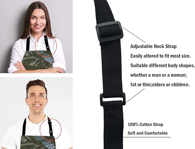 Pacific Sunrise At Lanikai Beach Adjustable Bib Apron, Hawaii Colorful Sky Wavy Cooking Kitchen Apron for Men Women