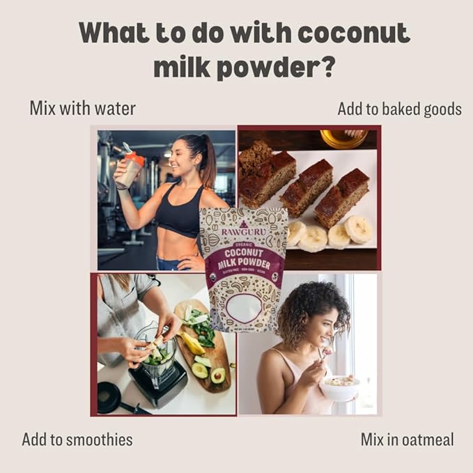 RawGuru Organic Coconut Milk Powder - Vegan & Nutrient-Dense Powder with Iron & Potassium - Rich & Creamy Organic Milk for Drinking or Baking - 16 oz, Pack of 1