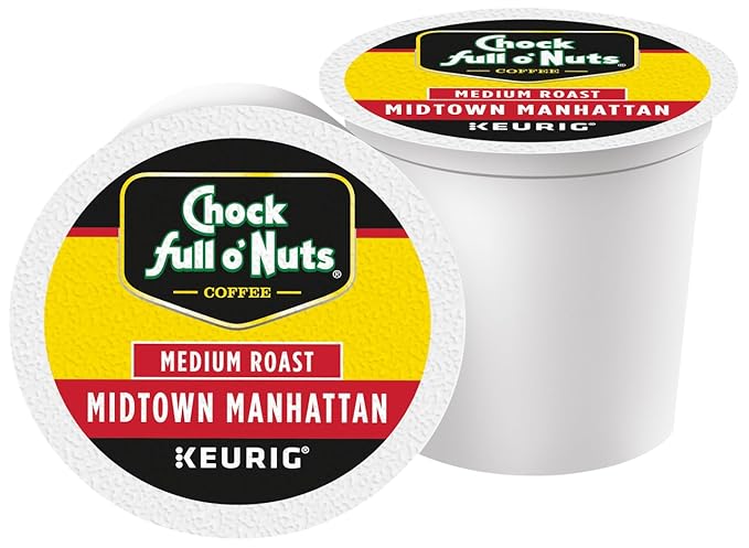 Chock Full o'Nuts Midtown Manhattan Coffee, Compatible with K-Cup Pods, 12 CT (Pack of 3)