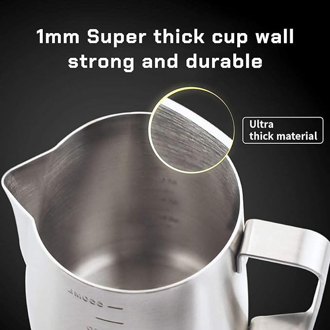 Milk Frothing Pitcher Steaming Pitchers Stainless Steel Milk/Coffee/Latte/Cappuccino Steam Pitchers Milk Jug Cup (600ml/20oz Single)