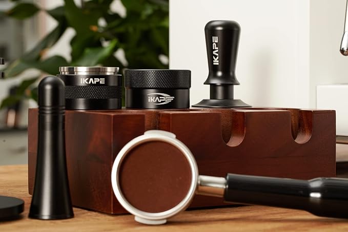IKAPE Coffee Products, 53MM Coffee Distributor, Gravity Adaptive Espresso Distributor Fits All 54MM Espresso Portafilter, Compatible with 54MM Breville Bottomless Portafilter (Black)