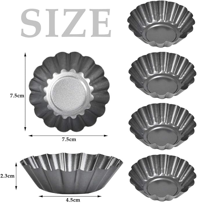 12PCS Mini Tart Pans, Carbon Steel Egg Tart Molds, Non Stick Mini Tarts Tins, Cupcake Cake Muffin Mold Tin Pan for Pies, Cheese Cakes, Desserts, Egg Tart(2.6 x 0.9inch)