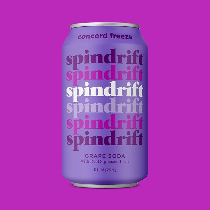 Spindrift "Concord Freeze" Grape Soda Made With Real Squeezed Fruit 12 Pack Case