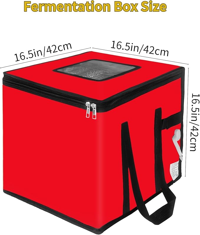 Foldable Proofing Box With Heater, 74l Large Bread Proofer with Temperature and Timer Controller, Zippered Sourdough Warmer for Bread, Pizza and Yoghurt Making,16.5 * 16.5 * 16.5in