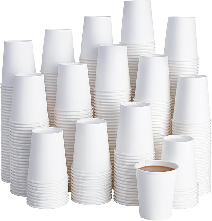 LITOPAK 400 Pack 8 oz Disposable Paper Coffee Cup, Hot/Cold Beverage Drinking Cups for Water, Paper Coffee Cups, White Paper Hot Coffee Cups, Suitable for Party, Picnic, Travel, and Events