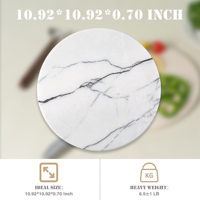 Koville Marble Cutting Board for Kitchen Countertop, 11" Round Marble Cheese Board Serving Tray for Baking, Charcuterie, Pastry, Trivet, Stone Cutting Boards for Kitchen - Milas Lilac